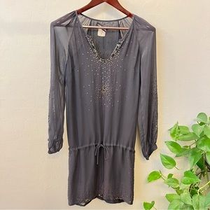 Antik Batik sequinned tunic dress, grey, long sleeve, size M